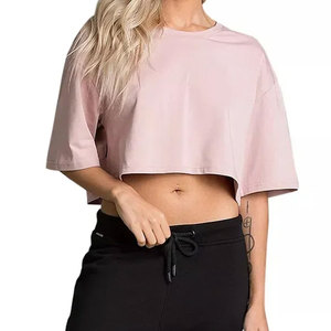 Liso en blanco pesado 100% algodón camisetas mujeres Oversize Crop Top camisetas con logotipo personalizado impreso mujeres - Product Image 3