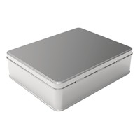 Boîte rectangulaire en fer blanc 2,5 L avec couvercle à charnière pour délices turcs et dragées au chocolat 226x182x60mm Kontensan L454