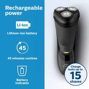Rasoir électrique rotatif ergonomique noir rechargeable sur batterie pour le visage, étanche IPX7, idéal pour les voyages en camping-car - Product Image 5