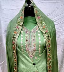 Designer moderne non cousu brodé à la main indien mode-avant costumes pour femmes organza Style traditionnel Protection solaire haute - Product Image 1