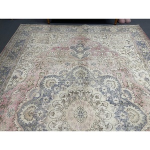 Alfombra turca de 6.6x10 pies, alfombra vintage, alfombra de lana con motivos de plantas y árboles azules - Product Image 3