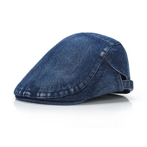 Béret vintage artiste Baret Casquette Homme Denim lavé blanc noir casquette avant avec motifs de caractères et de lettres pour le voyage - Product Image 6