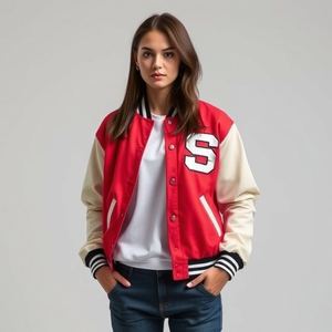 Chaqueta Universitaria de Béisbol: Nuevo Estilo, Cuerpo de Lana, Mangas de Cuero, Logotipo Personalizado, Botones a Presión, Acolchado Grueso y Cálido - Product Image 2