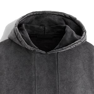 เสื้อฮู้ดผ้าฝ้ายโอเวอร์ไซส์สำหรับผู้ชายเสื้อฮู้ดผ้าฝ้ายพิมพ์ลายฟอกสีแนววินเทจสำหรับผู้ชาย - Product Image 4