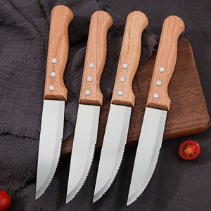 Vente directe d'usine, 4 couteaux à steak micro-dentelés de 4,7 pouces avec manche en bois de hêtre, couteaux de cuisine - Product Image 3