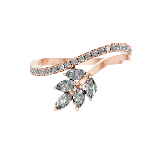 แหวนทองแท้14K สุดหรูแหวนห่อใบปลิวเพชรที่ได้รับการรับรอง IGI ของขวัญดีไซน์เครื่องประดับชั้นดีสำหรับคนสมัยใหม่ที่ยอดเยี่ยม - Product Image 4