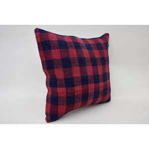 Red Vintage Ikat-Style Wool <b>Pillow</b> 14x14 Inch <b>Soft</b> Fluffy Square Cushion for Outdoor or Home Use Christmas Decorative Feature - Product Image 2
