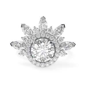 แหวนหมั้นคลัสเตอร์เพชรทรงกลมตัดรัศมีของขวัญสำหรับเธอ - Product Image 1