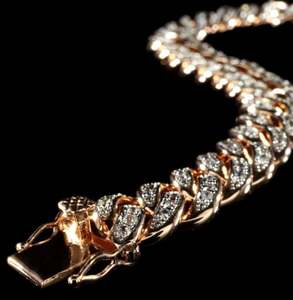 PULSERA ESLABÓN CUBANO DIAMANTE DE 13MM EN ORO ROSA - Product Image 4