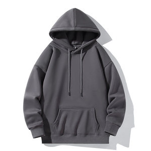 2025 vente en gros nouveauté Offre Spéciale personnalisé 400g coton couleur unie coton doublé grande taille à capuche surdimensionné noir sweats à capuche pour hommes - Product Image 5