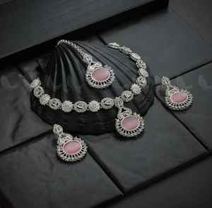 Mehndi Plating Modern CZ Stone Jewelry Elegant CZ Stone Festival Necklaces Fashion Jewelry Luxury Artificial Jewelry Export - Product Image 2