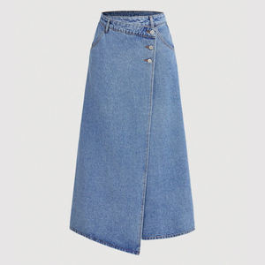 Mini-jupe décontractée plissée à taille empire, tricotée, respirante, avec logo personnalisé 2026, coupe trapèze, bleue, en Spandex/Polyester, écologique, pour femme - Product Image 1