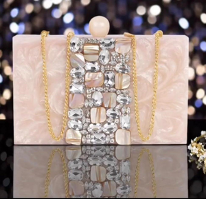 CLUTCH DE RESINA BLANCA CON RAHINSTONE y KUNDAN AMBIENTE DE TRABAJO DEPORTE DE FIESTA BOLSO DE MANO BOLSO INDIO by Tradebit - Product Image 1