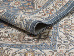 Alfombra turca de lujo hecha a máquina, color crema y azul marino, premium para sala de estar, del fabricante de Gaziantep. - Product Image 2