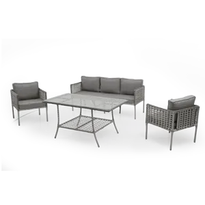 เฟอร์นิเจอร์กลางแจ้งโมเดล meram หวายโลหะหวายหวายสำหรับสวนระเบียงสวนโซลูชันการรับประทานอาหารที่ทันสมัย - Product Image 1