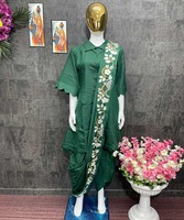 Magnifique ensemble Salwar pour femmes avec Dhoti en coton mélangé imprimé multicolore, longueur ras du sol, idéal pour les soirées, Abaya élégante