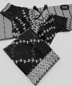 ชุดส่าหรีผ้าไหมสำหรับผู้หญิงดีไซน์เนอร์สไตล์ปากีสถานประดับเลื่อมงานขอบและงานขอบสำหรับงานแต่งงานและงานปาร์ตี้สำหรับผู้ใหญ่ - Product Image 3