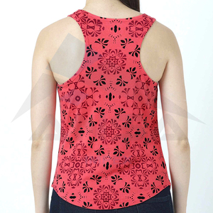 Camiseta sin mangas de algodón transpirable para mujer, novedad de 2024, estampado de sublimación rojo personalizado de alta calidad, longitud corta para invierno - Product Image 3