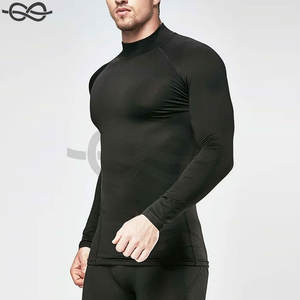 Camisetas de compresión de manga larga con cuello alto térmico para hombre, ropa deportiva personalizada OEM, comodidad de rendimiento - Product Image 3