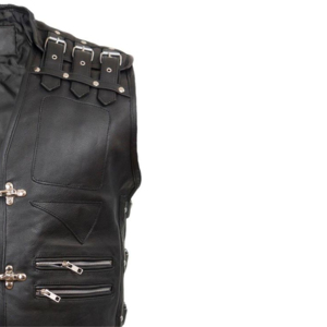 OEM mantenimiento Vintage negro chalecos hombres cuero de vaca natural chaqueta de cuero genuino sin mangas precio razonable Chaleco de cuero para los hombres - Product Image 2