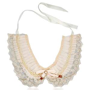 Collar de encaje de perlas blancas Urthn 1111220-Accesorio elegante y femenino - Product Image 1