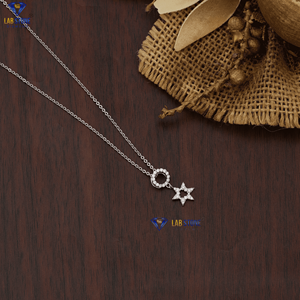 Colgante de diamante de corte brillante redondo TDW 0,17 con cadena de oro blanco certificado/no certificado Diamante Cvd Joyería de diamantes - Product Image 2