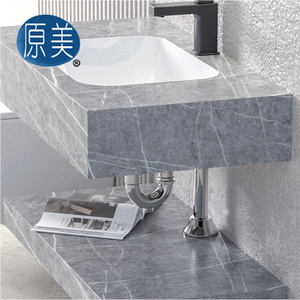 Cuvette rectangulaire flottante moderne en marbre et ardoise, comptoir en céramique, meuble de toilette mural <span class=keywords><strong>pour</strong></span> salle de bain, <span class=keywords><strong>miroir</strong></span> <span class=keywords><strong>pour</strong></span> villa de ferme - Product Image 4