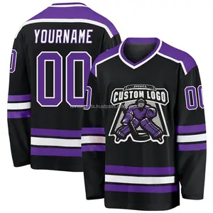 Black with Purple Ice Hockey team jerseys Authentic Team Hockey Jersey Black Youth Premier Ice Hockey Jerseys