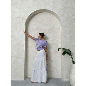 Chemisier à carreaux lilas avec ceinture pour femme Topshow – Vente en gros de chemises tendance - Product Image 3