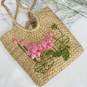 Élégant Open Top Clutch Deux Bretelles Écologique Vintage-Style Jacinthe D'eau Sac À Main Nouvelle Collection 1-1.9L Capacité - Product Image 1