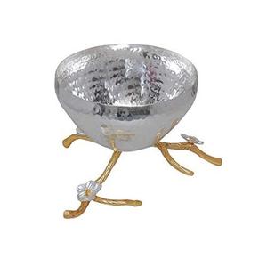 Tazón decorativo martillado a mano con tallo de flor dorada, bellamente hecho a mano para la decoración del hogar y el restaurante - Product Image 3