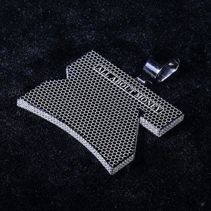 Pendentif personnalisé en moissanite VVS avec lettre de nom, style hip-hop, serti de diamants taille baguette, en argent 925, pendentif initial, bijoux fins - Product Image 3