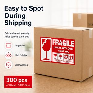 Red Adhesive Paper <b>Fragile</b> Shipping Labels Handle Care <b>Stickers</b> Keep Dry Do Not Trample Upward Packaging Decals Variety Size - Product Image 6