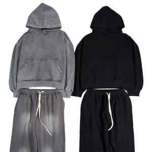 Chándales de chándal personalizados de algodón de primera calidad, chándales Unisex con diamantes de imitación brillantes para hombres, conjunto de 2 piezas holgado - Product Image 3