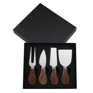 Meilleure vente 4 & 6 pièces manche en bois acier inoxydable couteaux à fromage trancheuse fourchette couteau à tartiner le fromage pour planche et couverts - Product Image 3