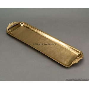 Taille personnalisée et logo disponible en aluminium plaqué or de haute qualité, feuilles moulées, centre de table de designer, plateau de service et de décoration - Product Image 6