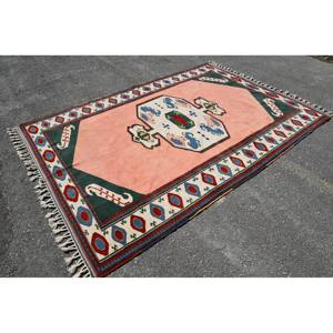 Tapis turc vintage classique rose vert 6.2 x 9.1ft grande surface laine soutenue abstraite nouveau Rectangle couloir Design pour chambres - Product Image 3