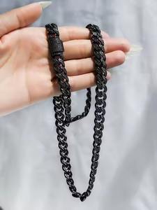 12mm VVS Black Moissanite 925 <b>Silver</b> Cuban link chains & bracelets, Moissanite Diamond Cuban link bracelet, Hip Hop Jewelry - Product Image 2