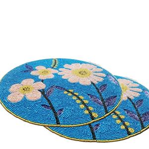 Luxurious Beaded <b>Placemat</b> with Floral Designs Embroidery <b>for</b> House Warming Home Hotels Dining Party Table Decor Discount Price - Product Image 5