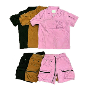 Conjunto de Chaqueta corta cortavientos de dos piezas con logotipo personalizado, ropa de calle de nailon y poliéster con cremallera de carga, chándal, conjunto corto cortavientos para hombre - Product Image 6