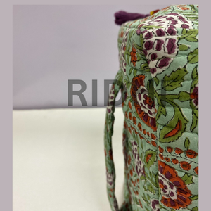 Eco Friendly <b>Quilted</b> Cotton Large Travel for Organizer <b>Bag</b> in Pastel Mint Green Reusable Pouch Daily Use Luggage - Product Image 4