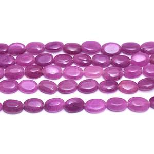 Perles d'onyx Chakralume naturelles, violettes, ovales, à coupe lisse, environ 15 pouces. Chaîne de 23 perles en pierres précieuses pour la fabrication de bijoux - Product Image 1