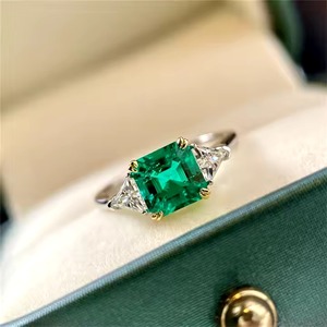 925 Sterling <b>Silver</b> Square Cut Zircon <b>Ring</b> Handmade Green Gemstone Engagement Vintage Prong Set Mehrajudin Gems MG-NU018 - Product Image 6