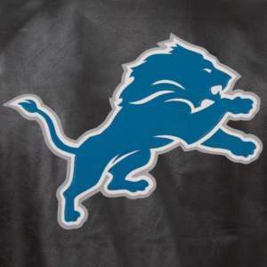 Veste de baseball universitaire en cuir noir Detroit Lions, modèle JH Design, pour homme, de haute qualité, avec fermeture à boutons pression, collection 2025, personnalisable pour équipes. - Product Image 6