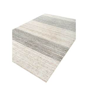 Tapis en laine et viscose tissé à la main, rayé beige et marron, pour usage domestique - Hwv-51061 - Product Image 2