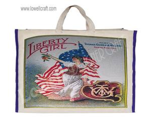 Bolso Tote de Lona de Algodón con Correa de Seda Estampada, Asa Larga, Patrón Geométrico, Logotipo Personalizado, Reciclado, para Uso Diario - Product Image 3