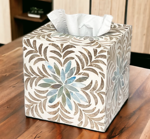 Porte-serviettes en bois MDF fait à la main MOP haute qualité décorations pour la maison élégantes boîte à mouchoirs en nacre d'Inde - Product Image 3