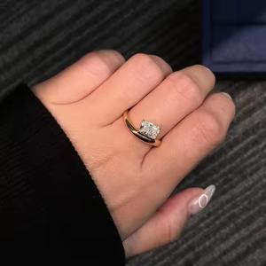 IGI Certificate 1CT Radiant Cut E VS1 Lab Grown Diamond Engagement <b>Ring</b> 14K Yellow Gold Romantic Wedding Jewelry - Product Image 2