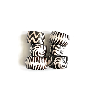 2 servilleteros con incrustaciones de hueso, forma redonda clásica para anillo de tejido de color negro para accesorio de mesa de fiesta - Product Image 3