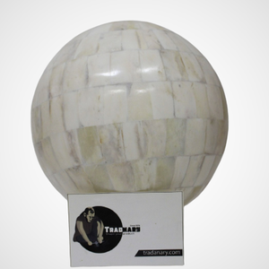 Boule décorative d'incrustation d'os dans la conception blanche brillante de couleur avec le trou de taille faite sur commande - Product Image 1
